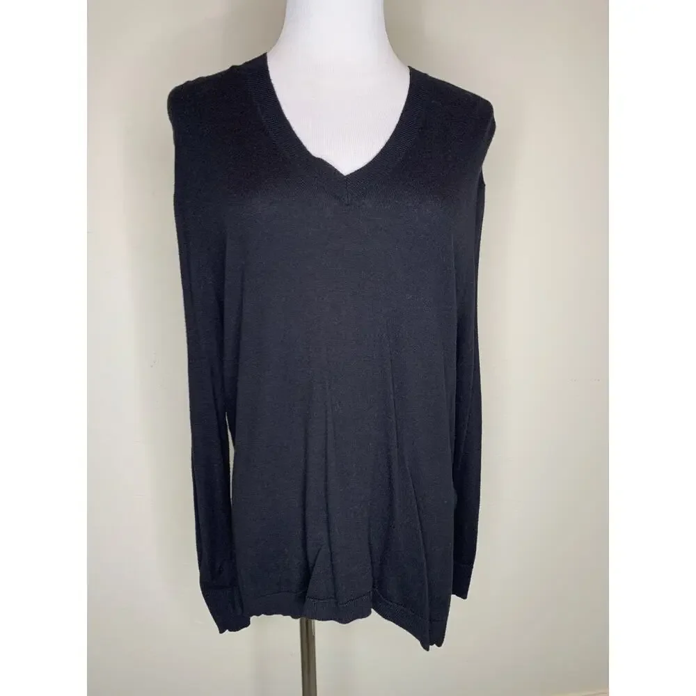Michael Kors Black V Neck Light Weight Sweater Sz Small